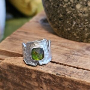 Ammolite Silver Ring